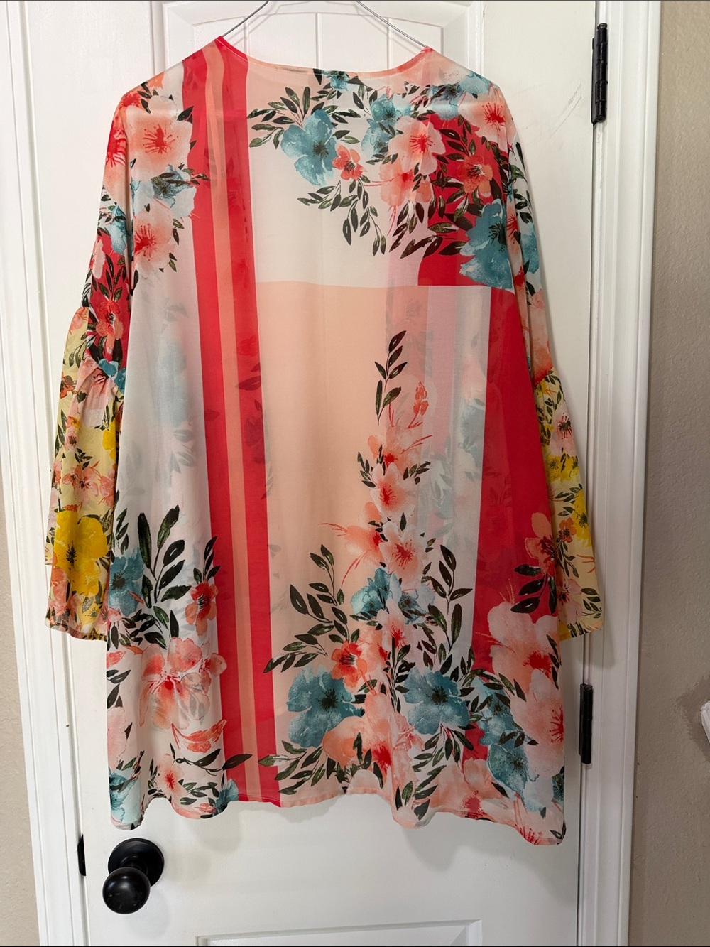 Floral Multi-Color Sheer Kimono Jacket - Women's - Picture 3 of 3